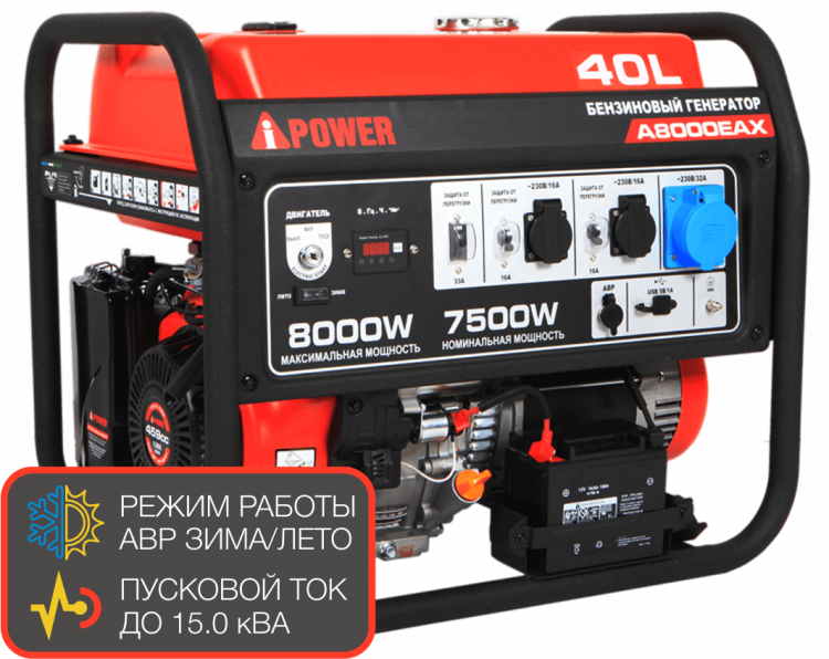 Бензиновый генератор A-iPower A8000EAX 
